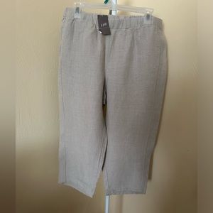 J Jill Cropped Linen Pants in FLAX (color) Size MP